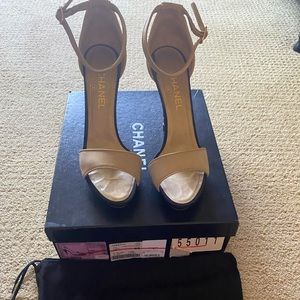 Authentic Chanel gold and black heels